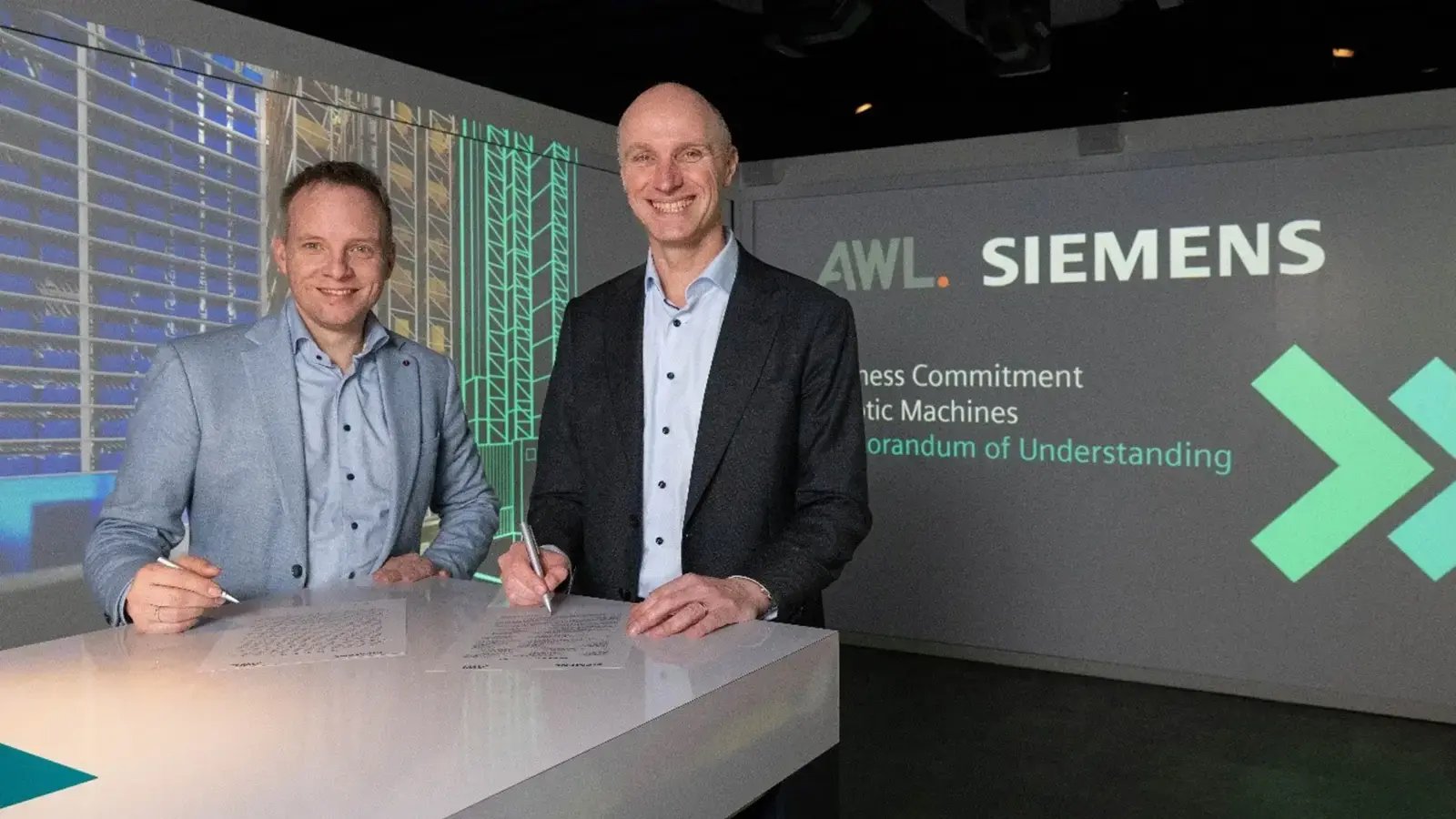 Arjen Vos, Director Strategy & Development bij AWL en Dirk De Bilde, CEO bij Siemens Nederland N.V.